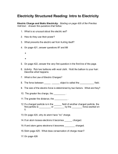 Electricity Structured Reading: Intro to Electricity