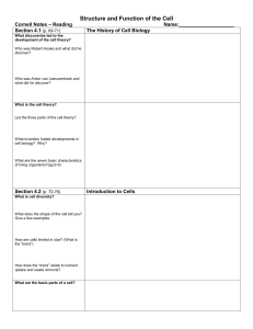 Structure and Function of the Cell