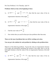 Pre-Class Problems 21 for Thursday, April 18 Problems which are