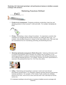 Marketing Functions Defined