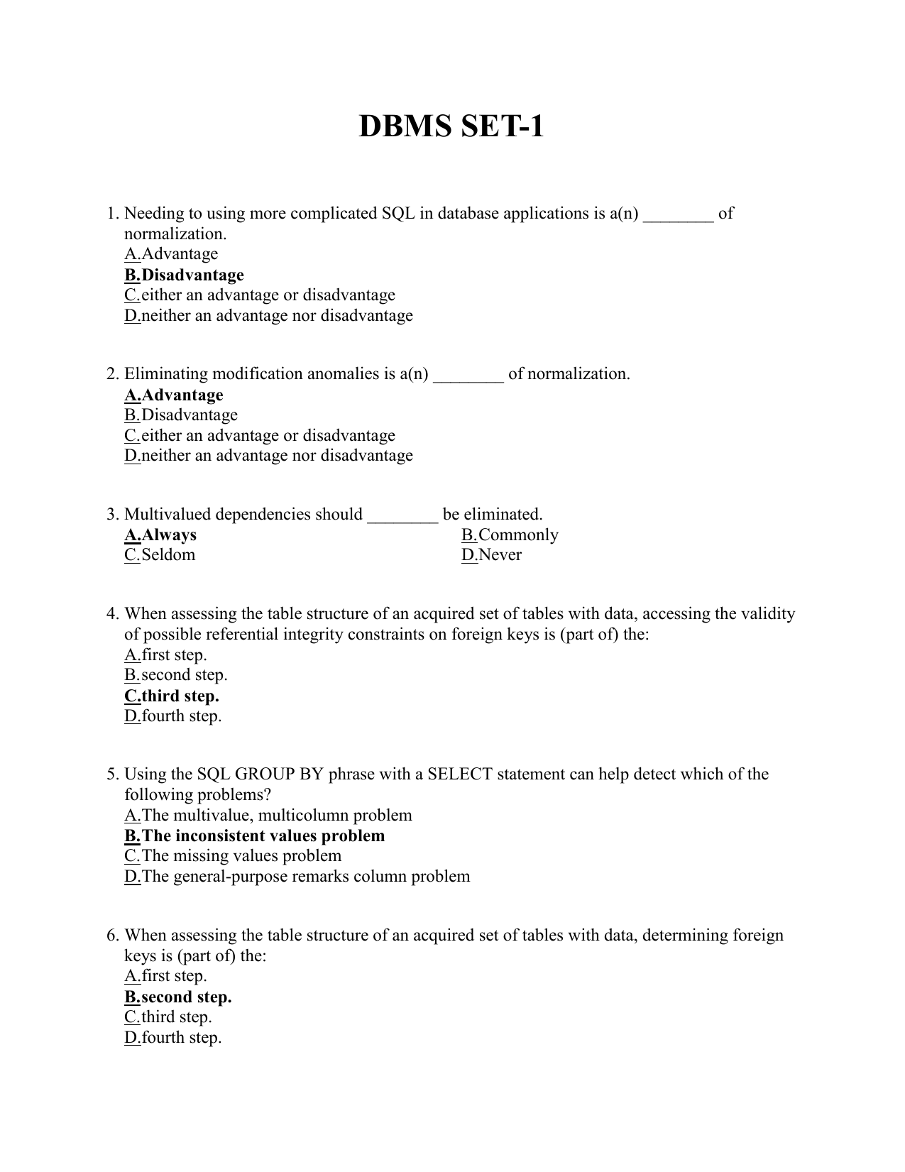 Dbms With Answer