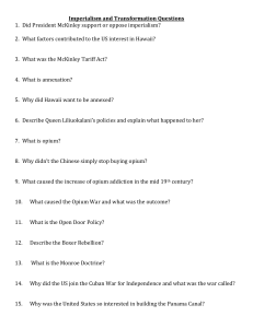 Imperialism and Transformation Questions Did President McKinley