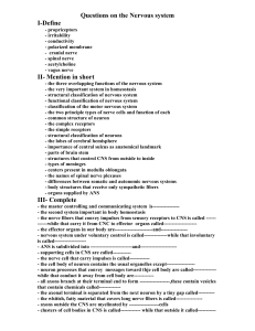 Questions on the Nervous system