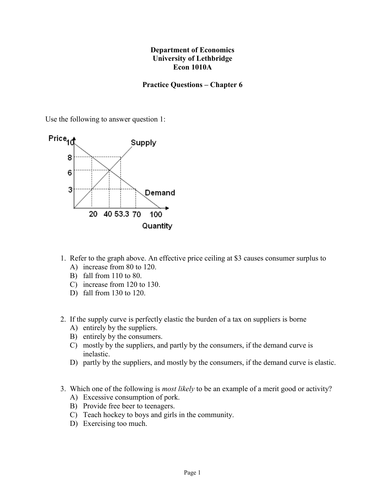 Practice Questions Ch6 U Of L Class Index