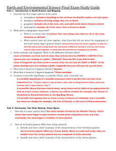 Earth and Environmental Science Final Exam Prep