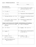 Algebra I Midterm Exam Review Name