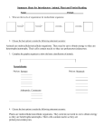 Summary Sheet for Introductory Animal, Plant and Protist Reading