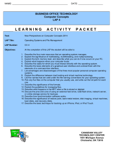 Operating Systems and File Management Learning Steps LAP CC