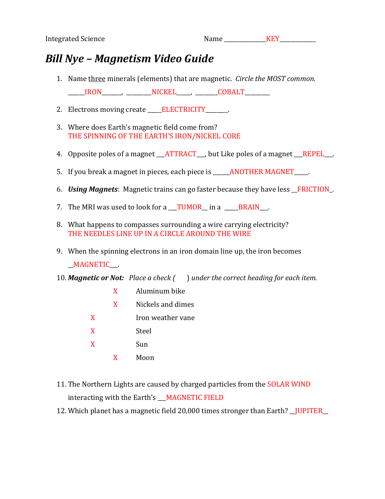 magnetism worksheet answers Cheaper Than Retail Price> Buy Intended For Bill Nye Magnetism Worksheet Answers