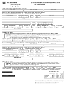 usa swimming 2010 non-athlete registration application