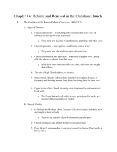 Chapter 14: Reform and Renewal in the Christian