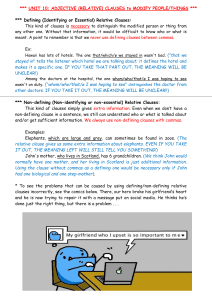 UNIT 10: ADJECTIVE (RELATIVE) CLAUSES to MODIFY PEOPLE