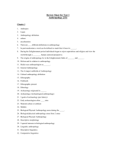 Review Sheet for Test 1