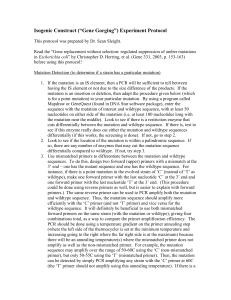 Genetic Reconstruction (“Gene Gorging”) Experiment Protocol