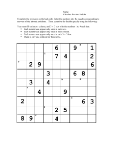 Sudoku2 - Franklin College - Department of Mathematics and