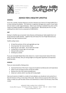 Healthy lifestyle advice sheet