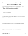 Chemical Changes in Matter Worksheet