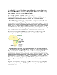 Standard 6.1 Lesson: Identify sites in Africa where archaeologists