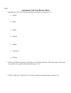 Astronomy Unit Test Review Sheet