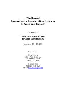 The Role of Groundwater Conservation Districts