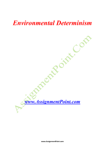 Environmental Determinism www.AssignmentPoint.com