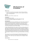 Lab 8 Mechanisms of Evolution Objectives: Gain a better