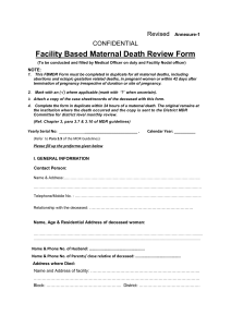 Revised Annexure-1 CONFIDENTIAL Facility Based Maternal Death