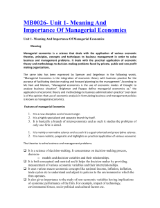MB0026- Unit 1- Meaning And Importance Of Managerial Economics