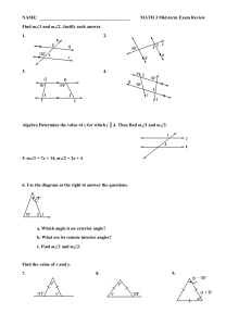 NAME: MATH 3 Mid-term Exam Review Find mÐ1 and mÐ2. Justify