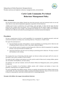 Behaviour Management Policy - Corfe Castle Pre