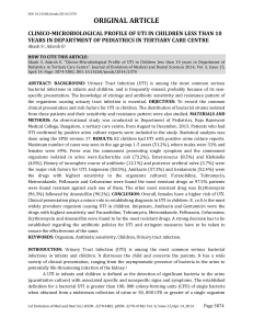 clinico-microbiological profile of uti in children less than 10