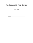 Pre-Calculus 20 Final Review