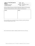 Worksheet 4-1: Cell Cycle and Mitosis