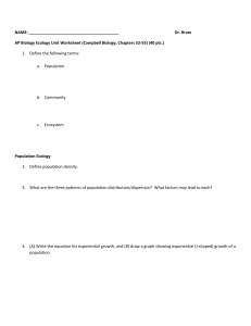 NAME: Dr. Bram AP Biology Ecology Unit Worksheet (Campbell