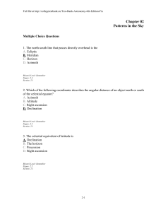 Chapter 02 Patterns in the Sky - College Test bank