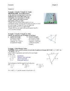 Lesson 1 - Classifying Triangles
