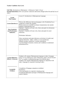 Lesson #2: Introduction to Shakespearean Language