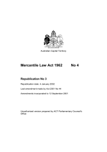 Mercantile Law Act 1962 - ACT Legislation Register