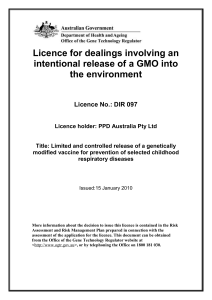 Licence conditions - Office of the Gene Technology Regulator