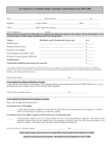 Ivy Group NCAA Student-Athlete Assistance Fund Request Form