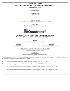 Quadrant 4 System Corp (Form: 8-K, Received: 04/14