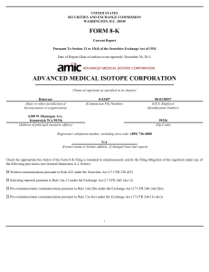 ADVANCED MEDICAL ISOTOPE Corp (Form: 8-K