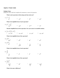 Algebra 1 Study Guide Answer Section