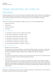 Trend reporting on types of injuries