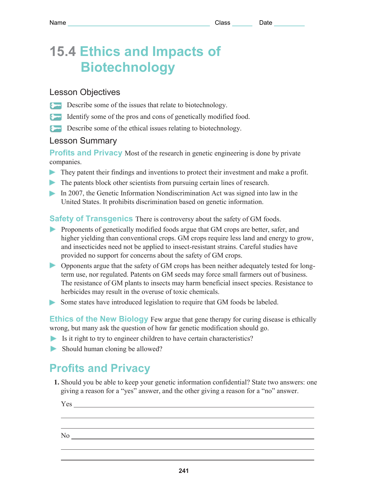 32 15.4 Ethics And Impacts Of Biotechnology Worksheet Answers support