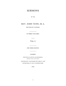 SERMONS BY THE REV. JOHN VENN, M. A. RECTOR OF