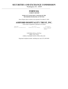 ASHFORD HOSPITALITY TRUST INC (Form: 8-K