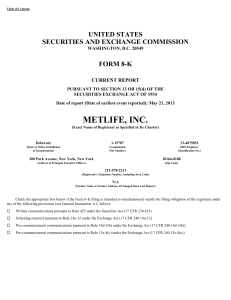 METLIFE INC (Form: 8-K, Received: 05/21/2013 06