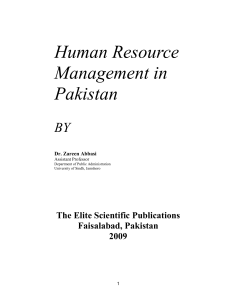 Human Resource Management in Pakistan