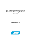 ANZ Submission to the Taskforce on Reducing the Regulatory